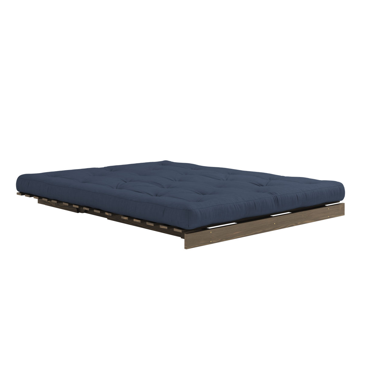 ROOTS BRUN CAROUBE 160 X 200 AVEC MATELAS ROOTS BLEU MARINE