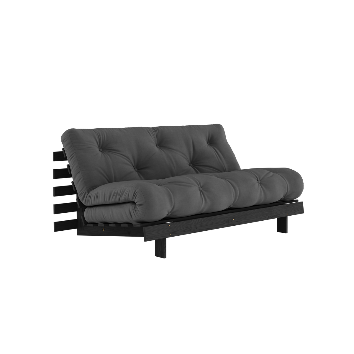 ROOTS BLACK NIGHT LACQUERED 160 X 200 W. ROOTS MATTRESS DARK GREY