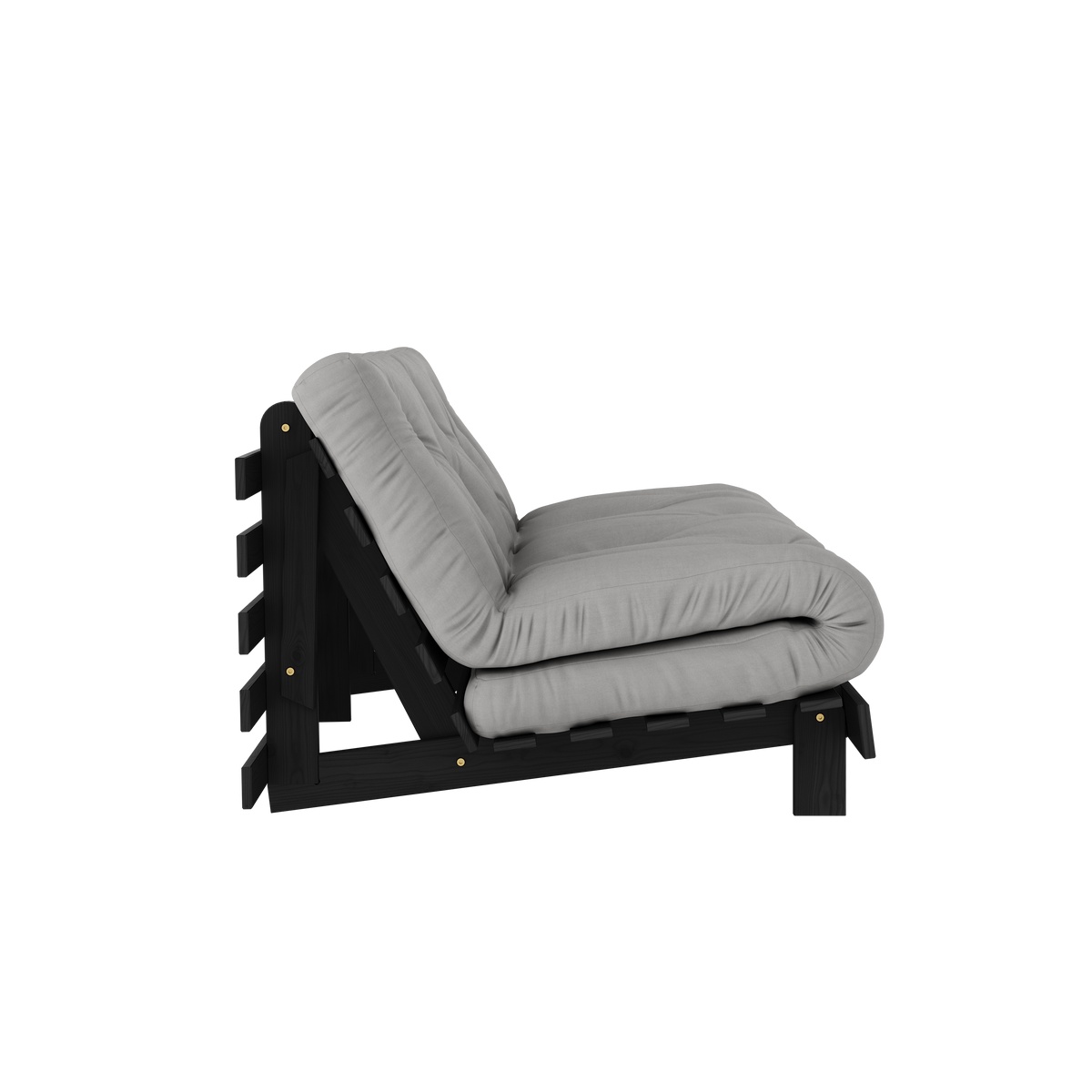 ROOTS BLACK NIGHT LACQUERED 160 X 200 W. ROOTS MATTRESS GREY