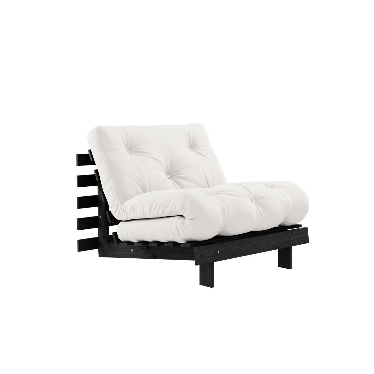 ROOTS BLACK NIGHT LACQUERED 90 X 200 W. ROOTS MATTRESS NATURAL