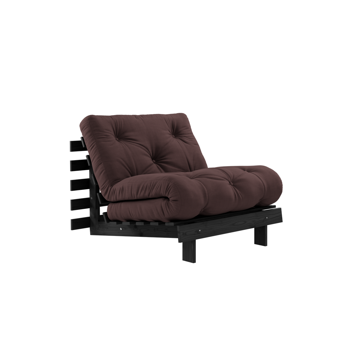 ROOTS BLACK NIGHT LACQUERED 90 X 200 W. ROOTS MATTRESS BROWN