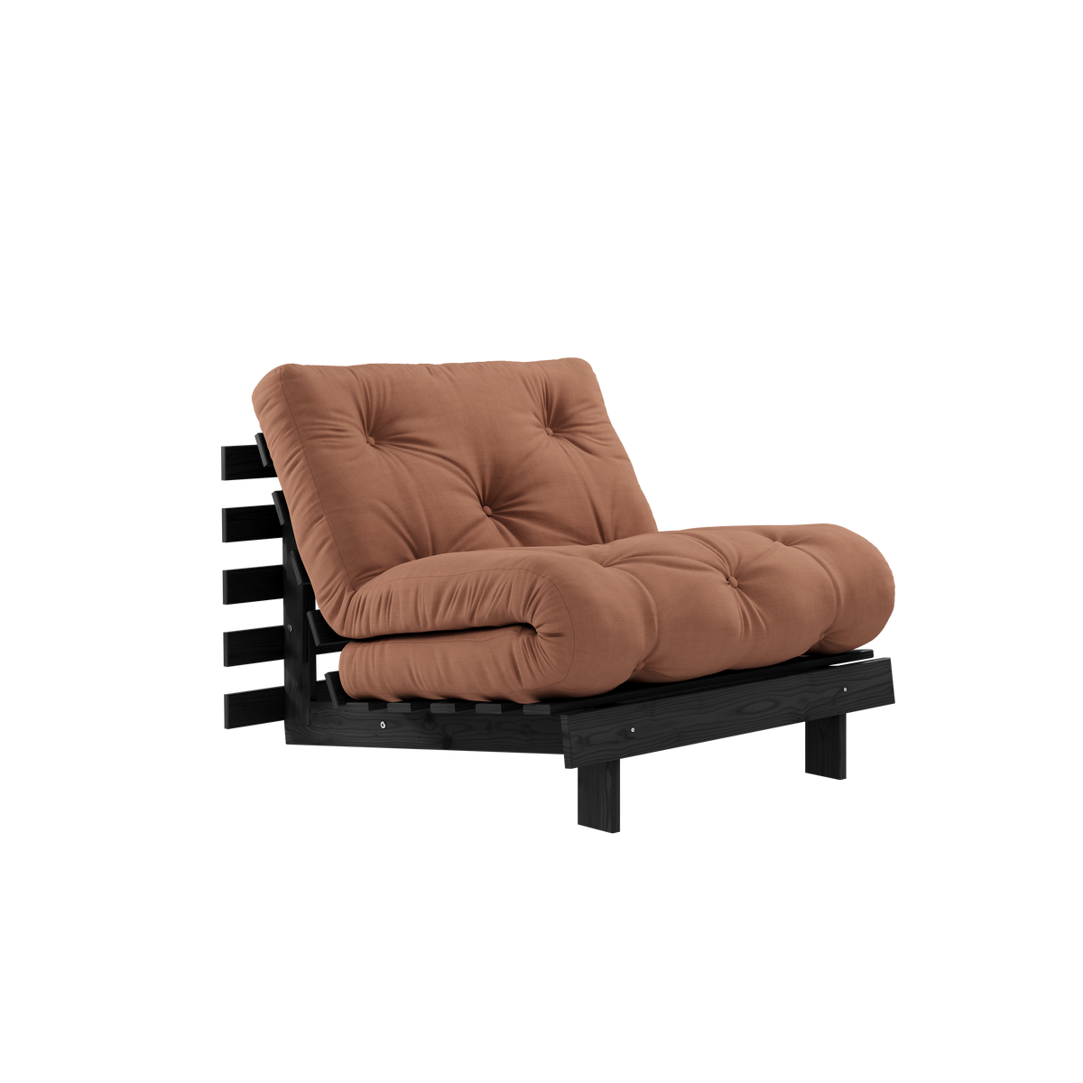 ROOTS BLACK NIGHT LACQUERED 90 X 200 W. ROOTS MATTRESS CLAY BROWN