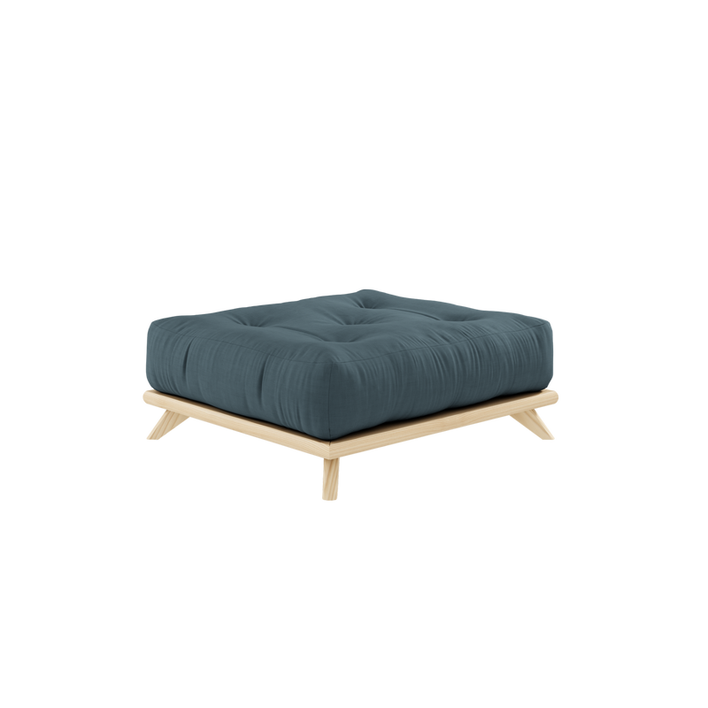 SENZA STOOL CLEAR LACQUERED W. SENZA STOOL MATTRESS PETROL BLUE